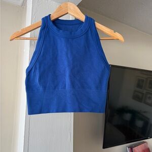 DSG Blue Ribbed Sports Bra Crop Tank Racerback Size S